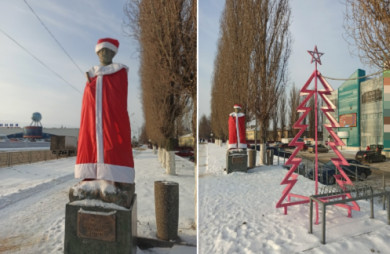 Грязинского дворника переодели в Деда Мороза