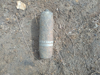 На окраине липецкого села нашли артиллерийский снаряд