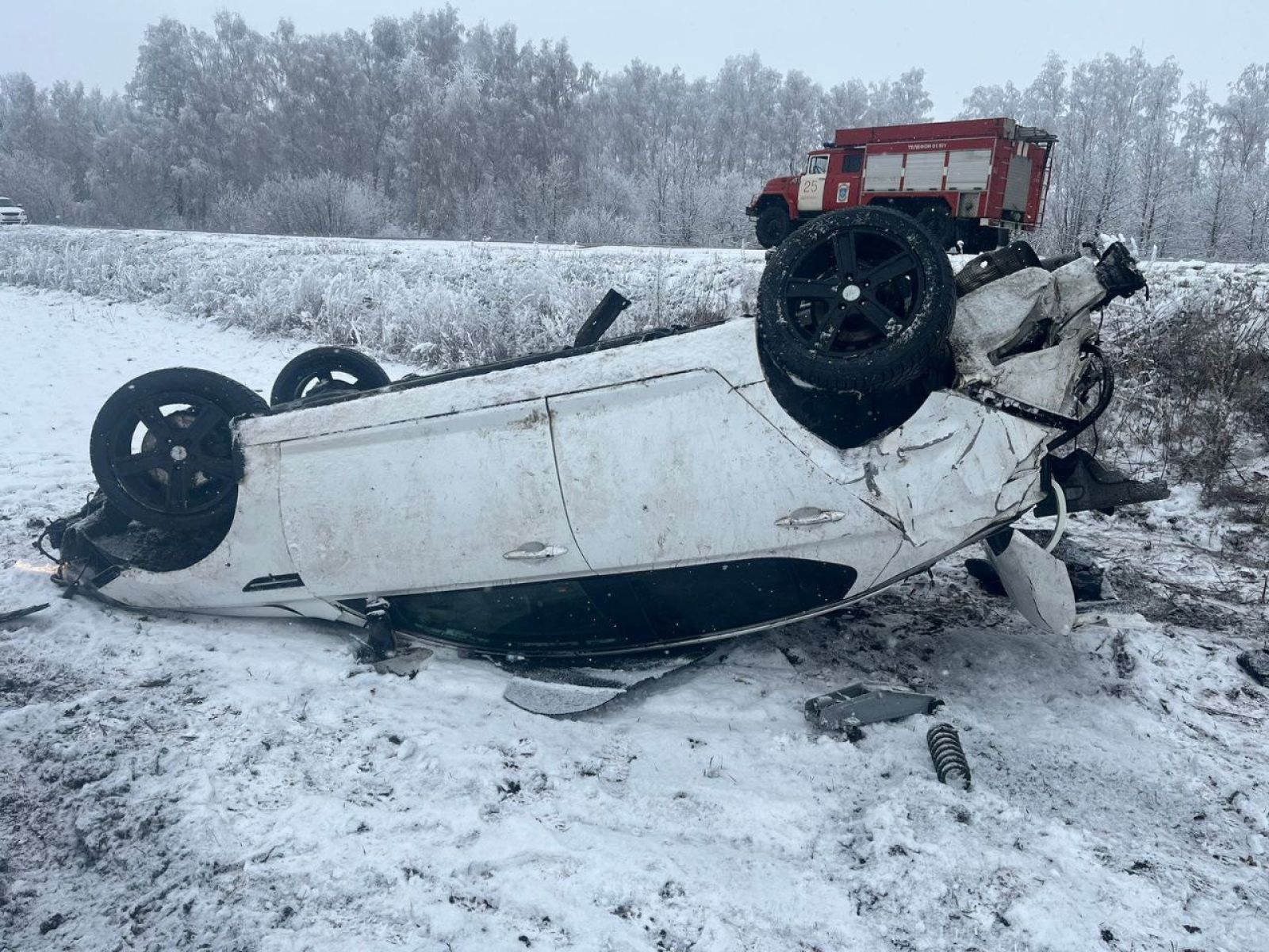 Под Липецком иномарка улетела в кювет и перевернулась