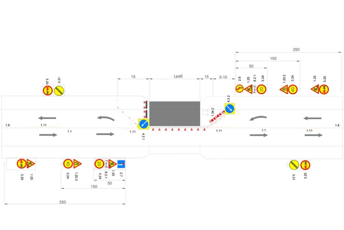 Схема дорожного движения при ремонтных работах